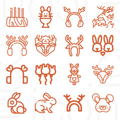 16 pack of doe  lineal web icons set