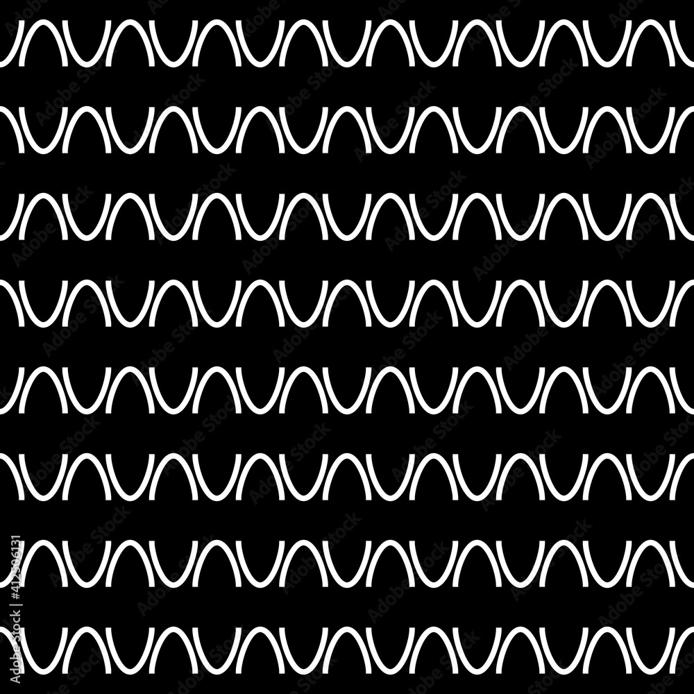 Poster seamless white frames. black background and squiggles pattern.
