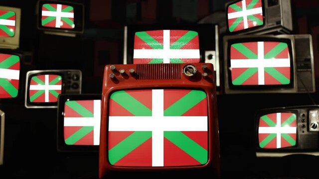 Flag of the autonomous region of the Basque Country and Vintage Televisions.