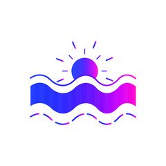 Sunset view from sea beach and nature icon. Sunrise view from sea beach icon with vector illustration.