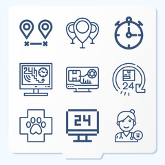 Simple set of 9 icons related to duty period