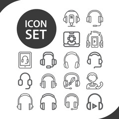 Simple set of headphones related lineal icons. © Nana
