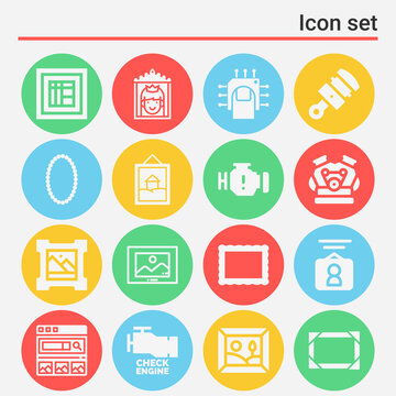 16 pack of buffer  filled web icons set