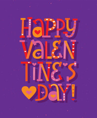 Valentine Day fun colors lettering greeting card