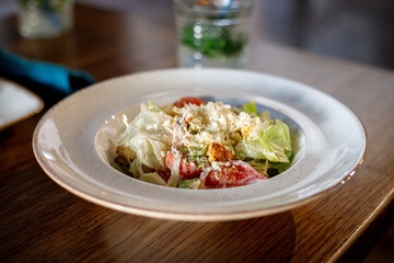 Fresh Caesar salad on a plate