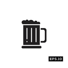 Beer Icon Vector. Beer Symbol Silhouette Vector