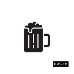 Beer Icon Vector. Beer Symbol Silhouette Vector