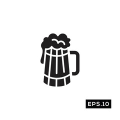 Beer Icon Vector. Beer Symbol Silhouette Vector