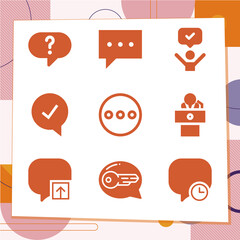 Simple set of 9 icons related to closing