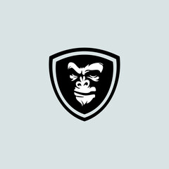 angry gorilla head logo template vector. 
Monkey face logo template vector. Ape logo template
