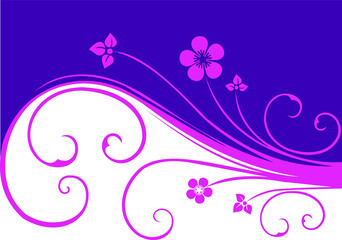 ornaments or templates of flowers and purple and pink twigs, suitable to be attached to graphic design backgrounds etc.