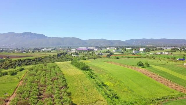 High-altitude panoramic shot of Paralia in Greece