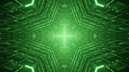 3D illustration of abstract green tunnel