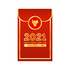 Chinese reward. Red paper pack. Envelope vector. Year of the Ox. Red pack.