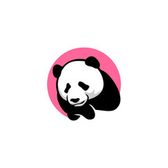 Cute Panda bear Logo design vector template. 
Funny Lazy Logo Panda animal Logotype concept icon.
