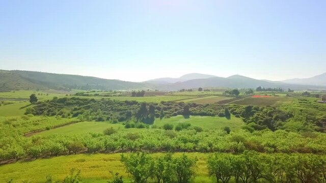 Aerial view of the fields in Paralia, Greece