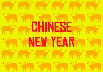 Chinese New Year on an ox pattern backgorund vector