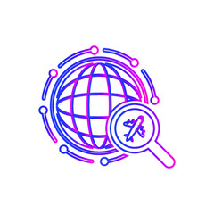 Airplane search icon. world travel airplane icon. find airplane schedule and ticket icon with vector illustration and flat style.