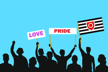 Vector illustration of the crowd that is expressing its attitude regarding to BDSM Ownership pride on white background. Love and Pride posters.