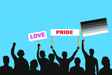 Vector illustration of the crowd that is expressing its attitude regarding to Straight pride on white background. Love and Pride posters.