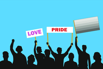 Vector illustration of the crowd that is expressing its attitude regarding to Straight pride on white background. Love and Pride posters.