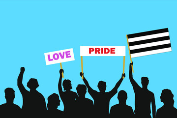 Vector illustration of the crowd that is expressing its attitude regarding to Straight heterosexual pride on white background. Love and Pride posters.