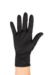 Protective equipment for prevention of virus infection: black latex gloves