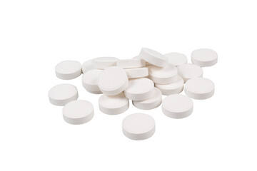 Obraz na płótnie Canvas Heap of pills on white background