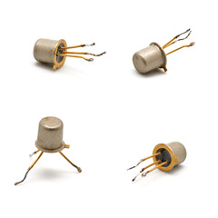 Low Power PNP Transistor. Defective Transistor removed for replacement. isolated on white base