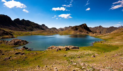 Fototapeta na wymiar From Turkey, İspir, Erzurum, Lake, Yedigoller, crater lake, high mountain lake