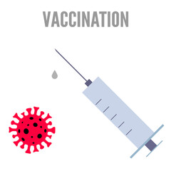 Syringe with vaccine. Vector illustration.