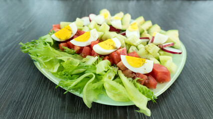 Fresh food. food ingredients. Egg. Tomato. Avocado