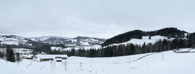 Panoramic view from the Hündlekopf in Allgäu, Germany