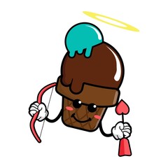 cute ice cream cartoon mascot character