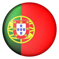 Glass light ball with flag of Portugal. Round sphere, template icon. Portuguese national symbol. Glossy realistic ball, 3D abstract vector illustration highlighted on a white background. Big bubble.