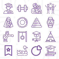16 pack of ceremony  lineal web icons set