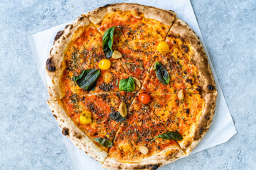 Neapolitian Pizza Marinara with Tomatoes, Oregano and Extra Virgin Olive Oil.