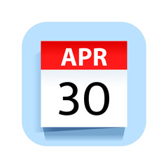 April 30. Calendar Icon. Vector Illustration.