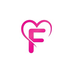 Letter F and Love Logo Template design vector