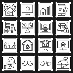 16 pack of complex number  lineal web icons set