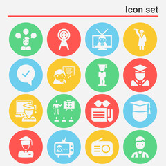 16 pack of journalism  filled web icons set