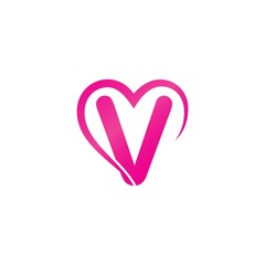 Letter V and Love Logo Template design vector