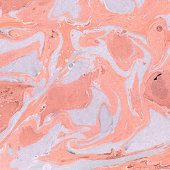 Fototapeta premium Colorful marble ink texture on watercolor paper background. Marble stone image. Bath bomb effect. Psychedelic biomorphic art.