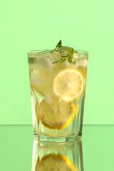 Fresh cocktail with lemon and soda water