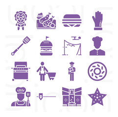 16 pack of cooker  filled web icons set