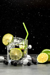 Fresh summer lemonade with blackberry