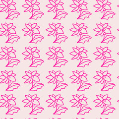 Seamless pattern of abstract bright flowers on a light pink background for textile.