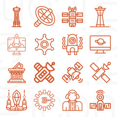 16 pack of seattle  lineal web icons set