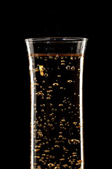 Champagne sparkling on white background