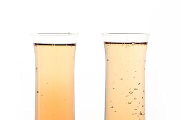 Champagne sparkling on white background